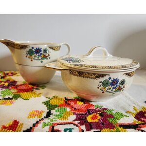 Johnson Brothers Miami Sugar Bowl and Creamer Pareek Shape